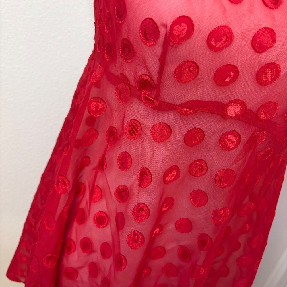 Vintage Gilligan O'Malley Red Polka Dot Sheer Babydoll Chemise Lingerie Medium - Picture 3 of 5